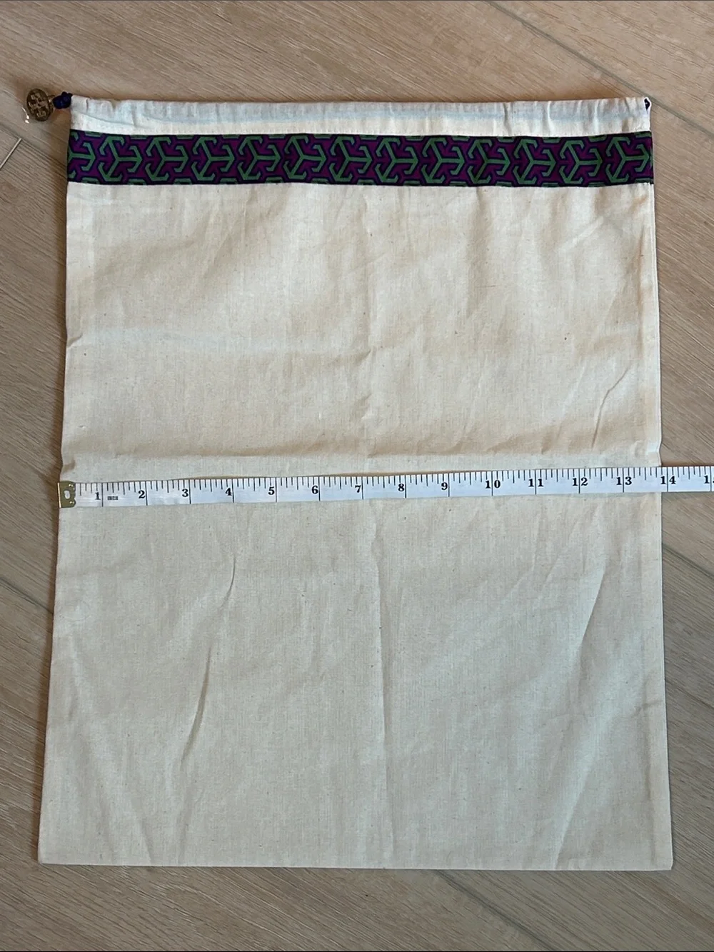 Set of 2 New Tory Burch Cream Canvas Dust Bag - 12”x15 and 14”x18